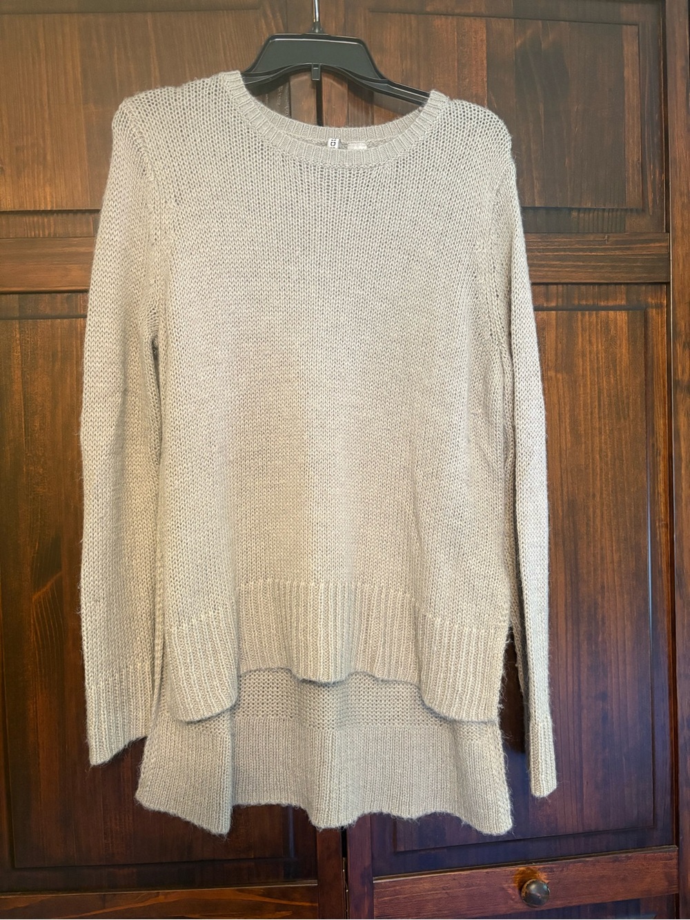 Women's Grey Knit High-Low Sweater